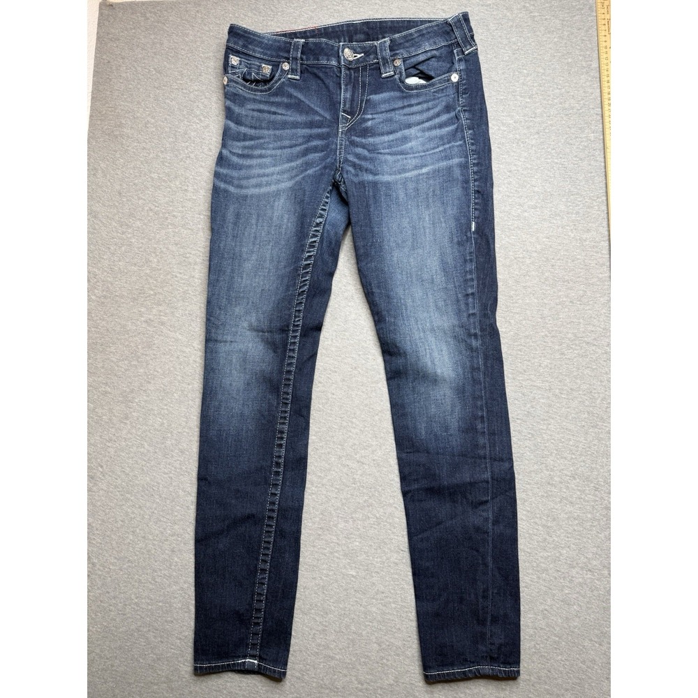 True Religion Jeans Womens 29x29 Blue Denim Super Skinny Dark Wash Flap Pocket